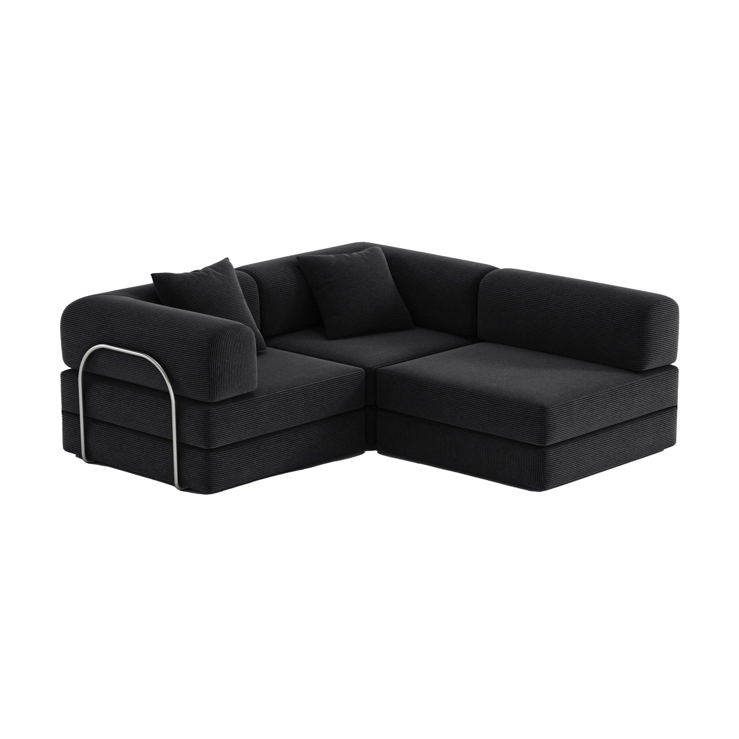 Nova L-Shaped Sofa-Black - PortaSofa
