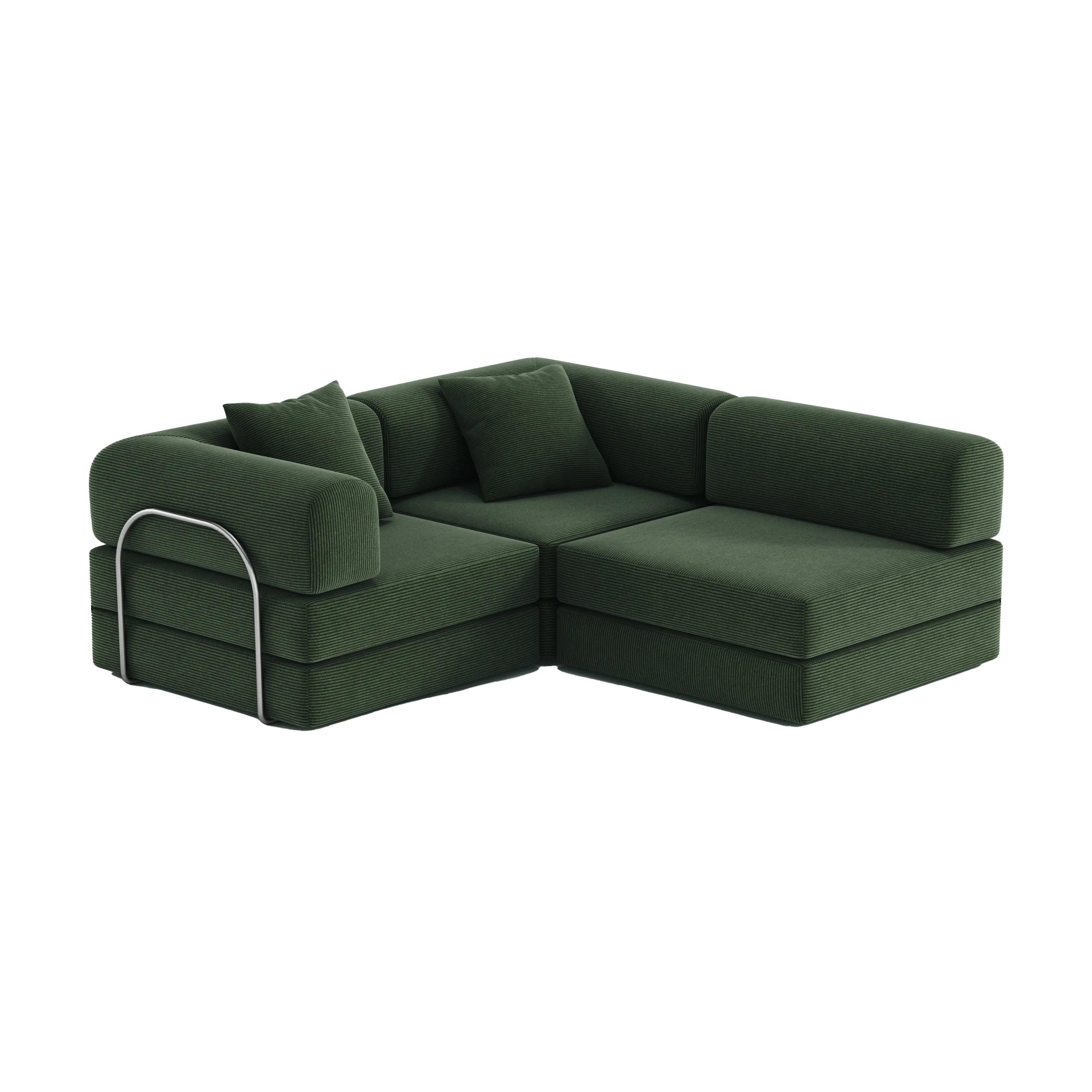 Nova L-Shaped Sofa-Vintage Green - PortaSofa
