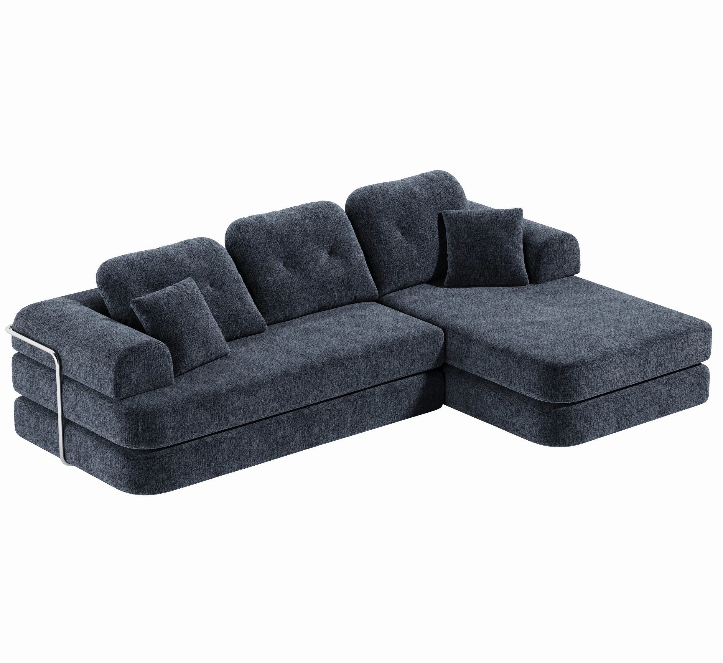 Gray sectional sofa on a white background