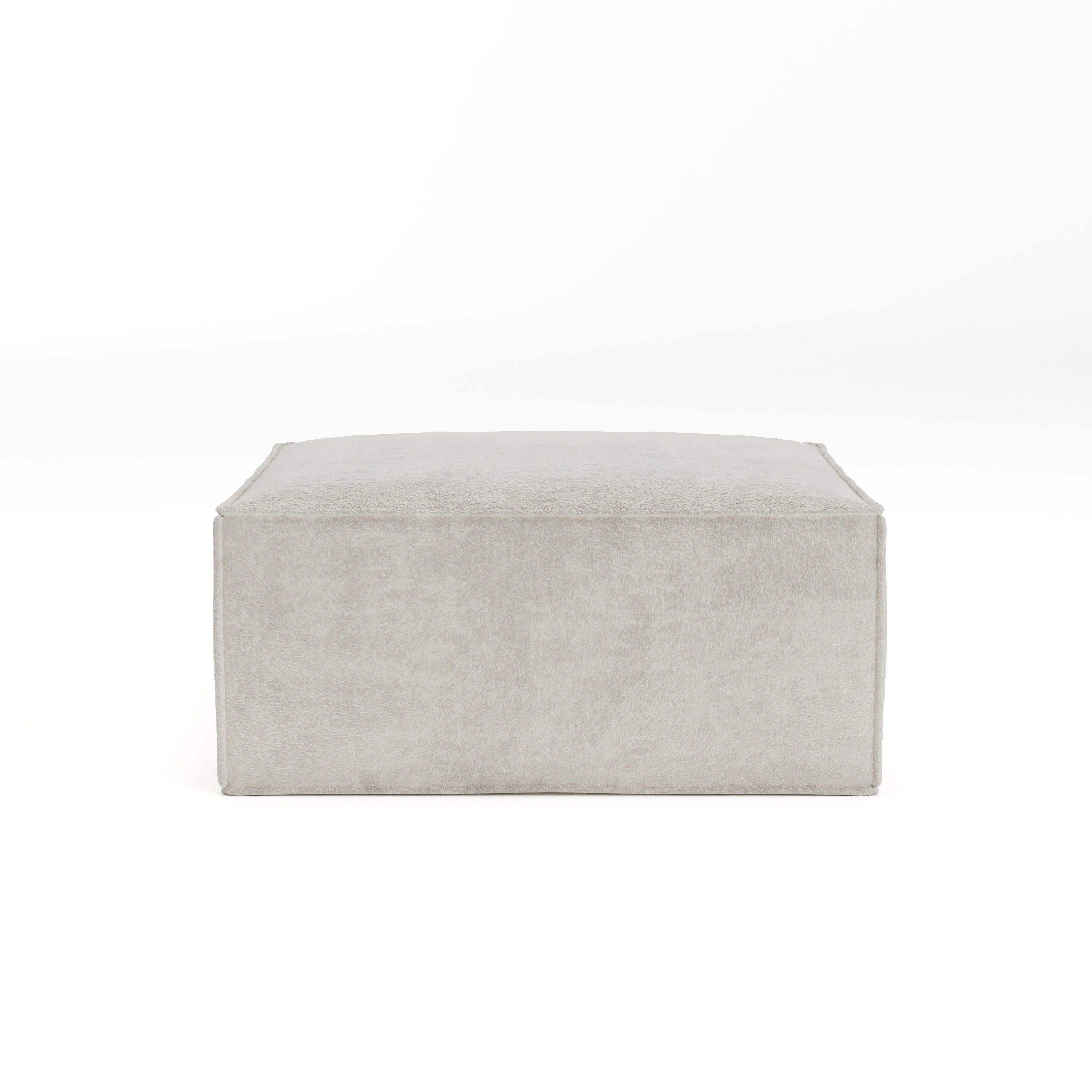 Cube Ottoman-Ivory Cloud Bouclé