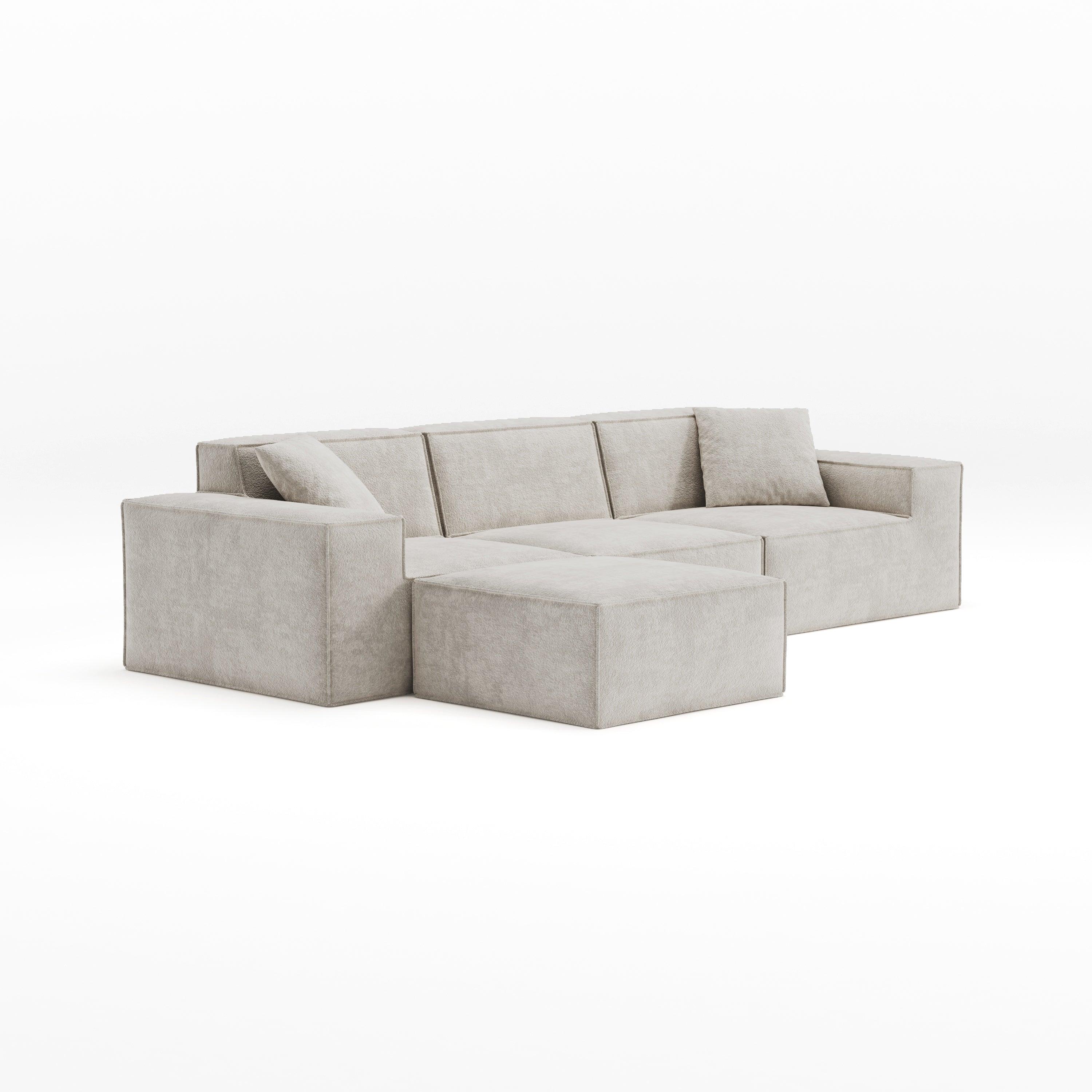 Cube Modular Lounge Sofa-Ivory Cloud Bouclé - PortaSofa