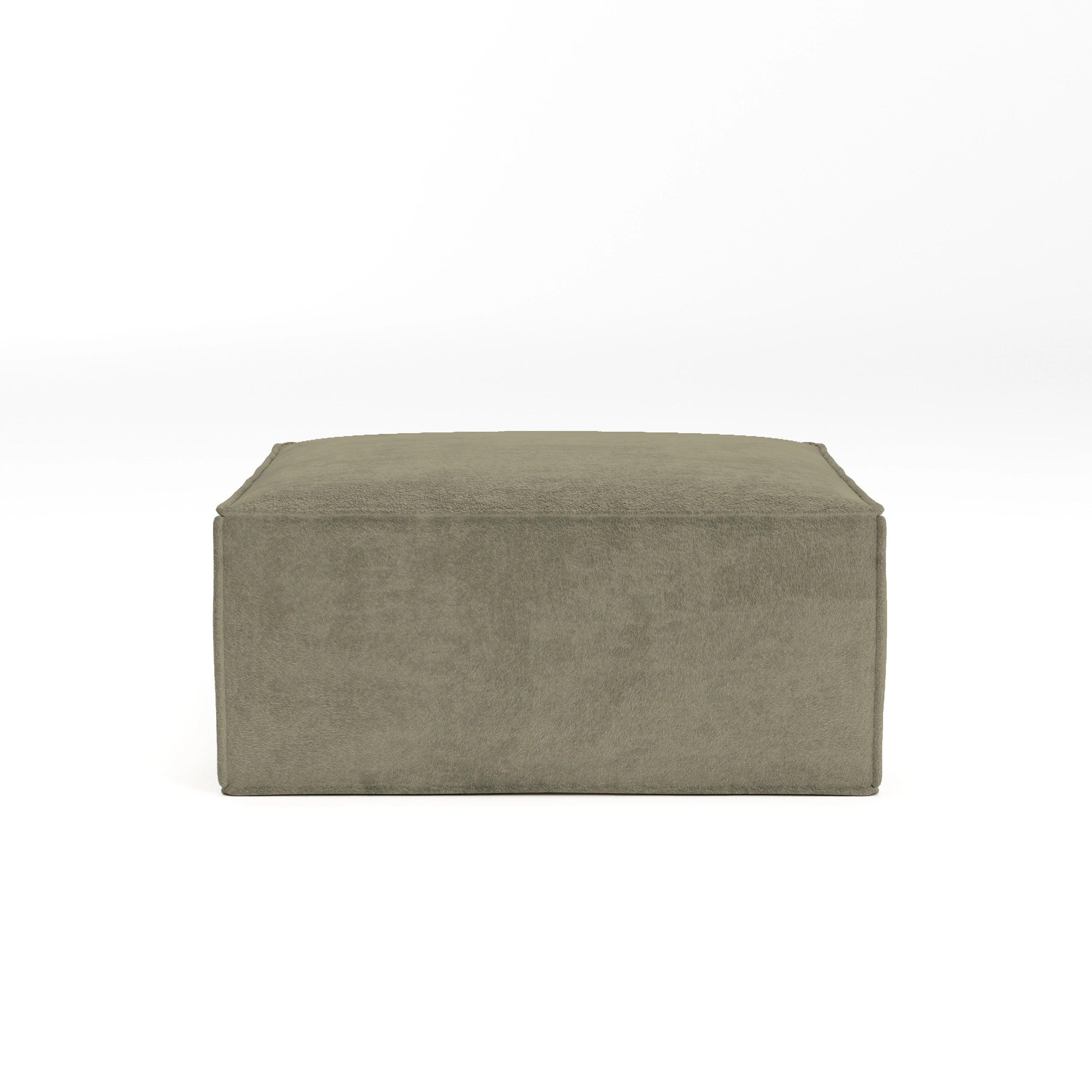 Sage Green Ottoman - Bouclé Cube Footrest