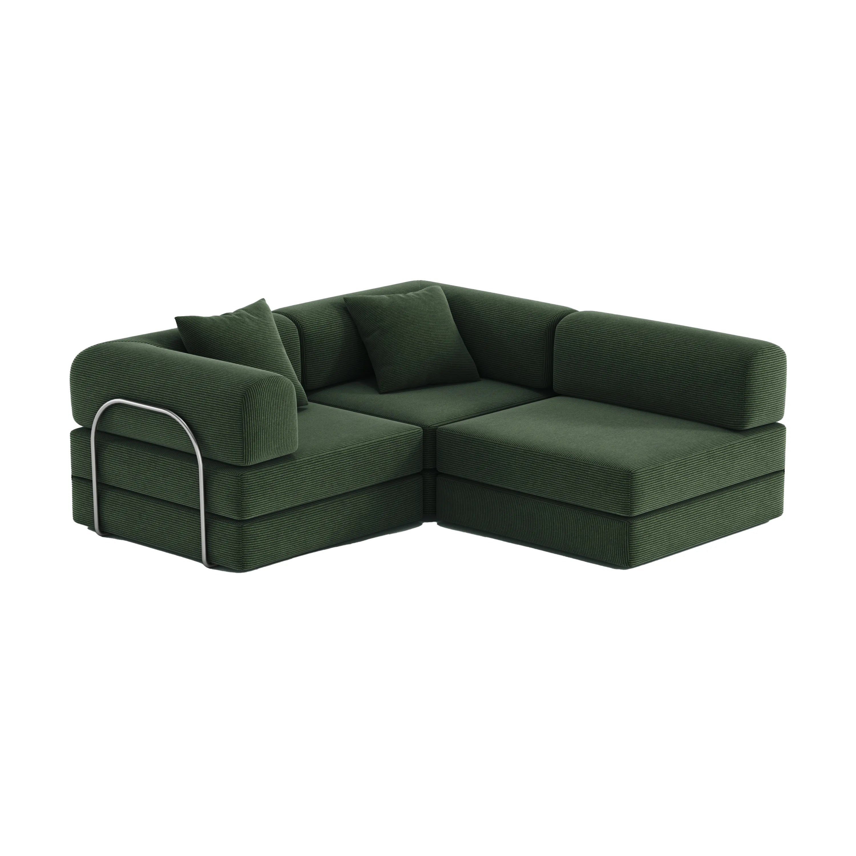 Nova L-Shaped Sofa-Vintage Green