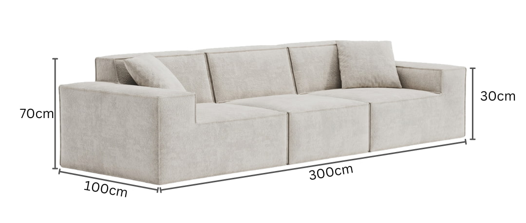Cube Modular Sofa 3 Seater-Coffee