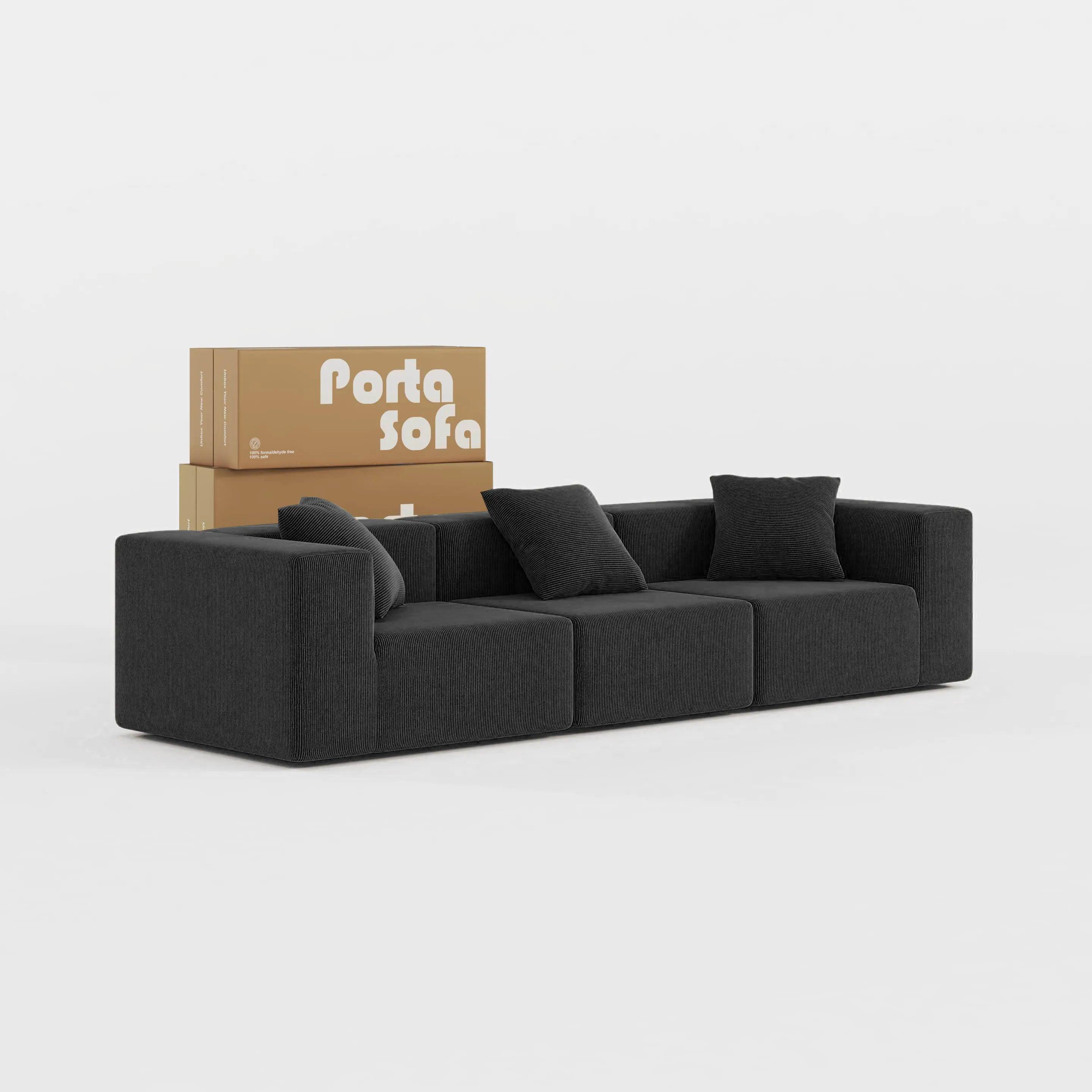 Milo Modular Sofa 3 Seater-Black - PortaSofa