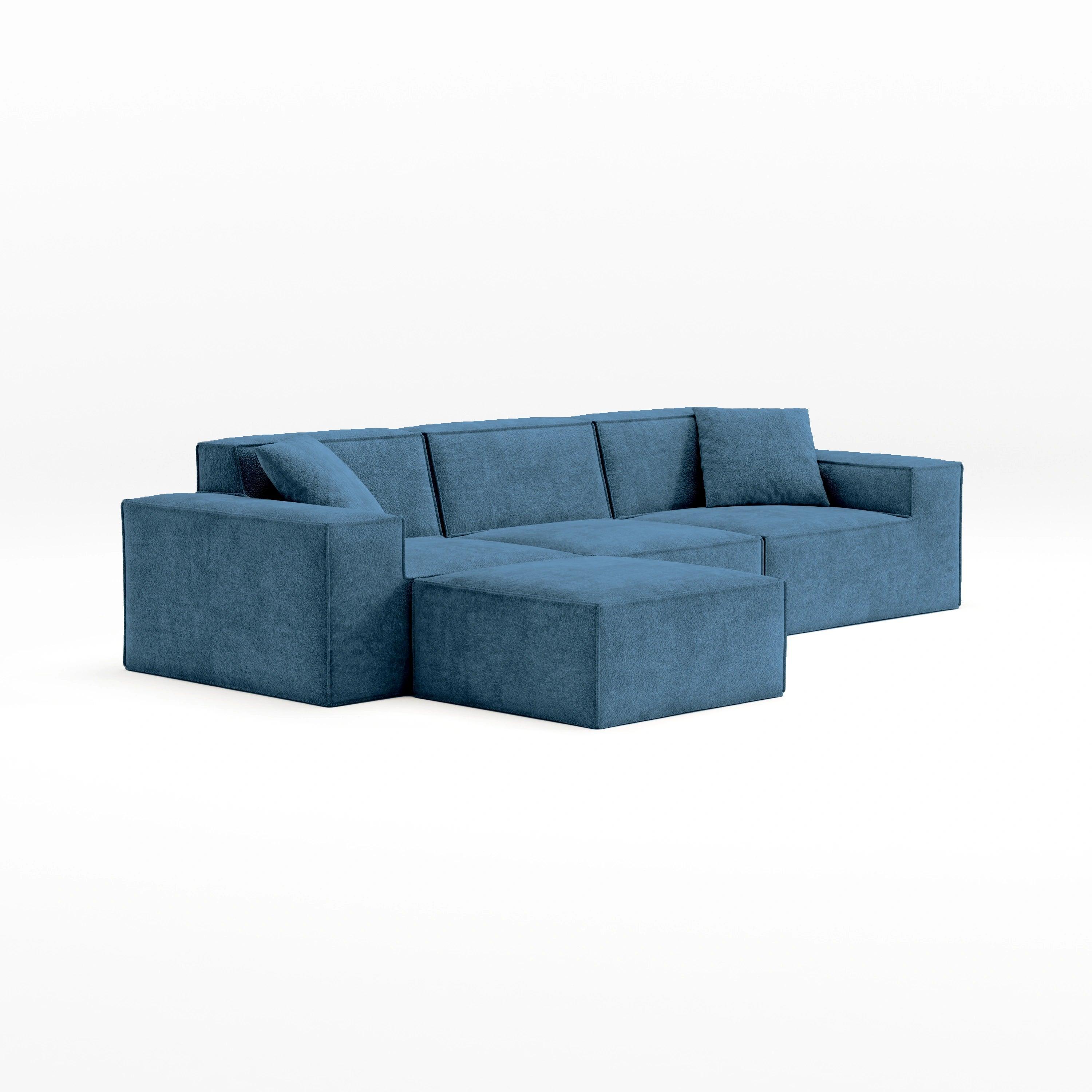 Blue Bouclé Lounge Couch