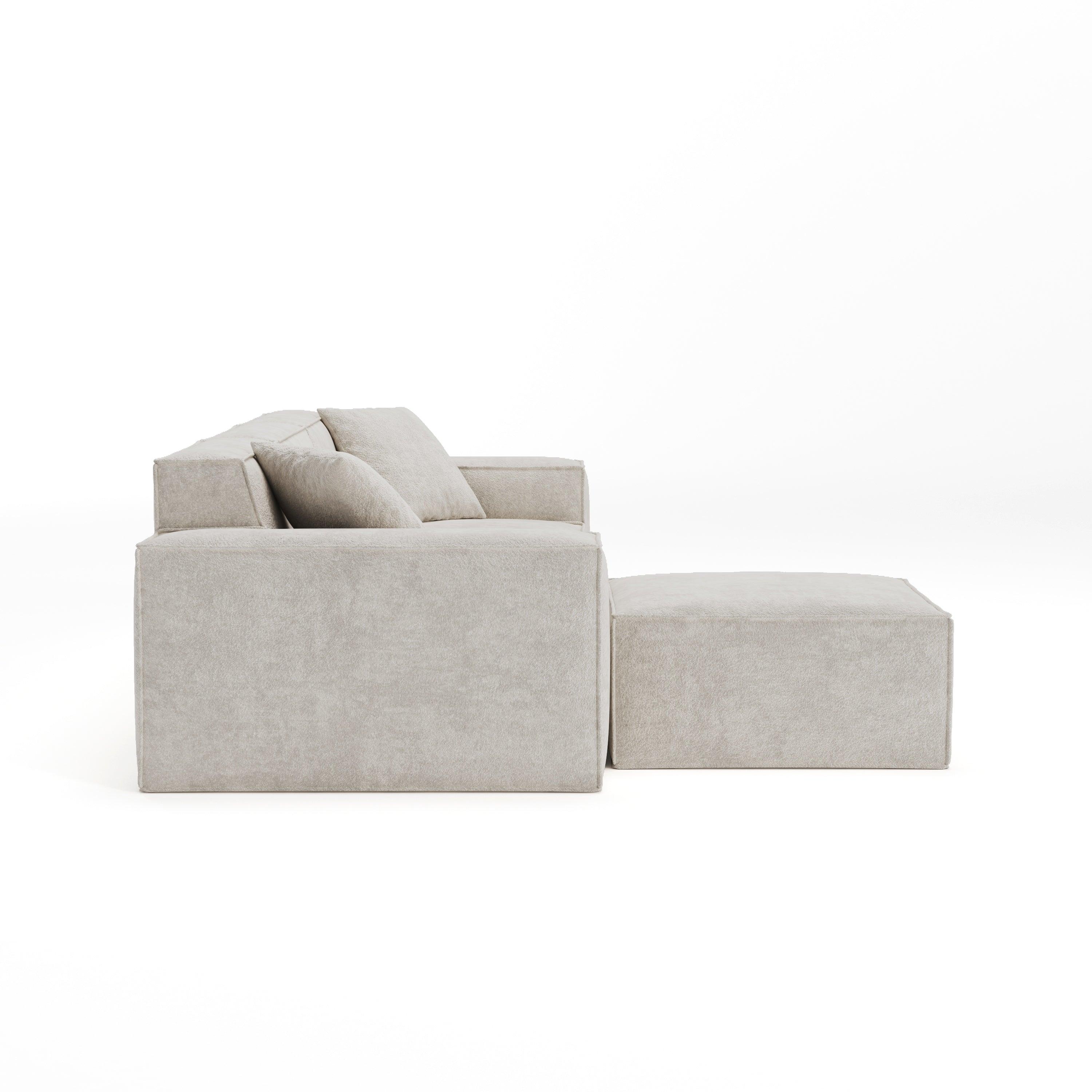 Cube Modular Lounge Sofa-Ivory Cloud Bouclé - PortaSofa