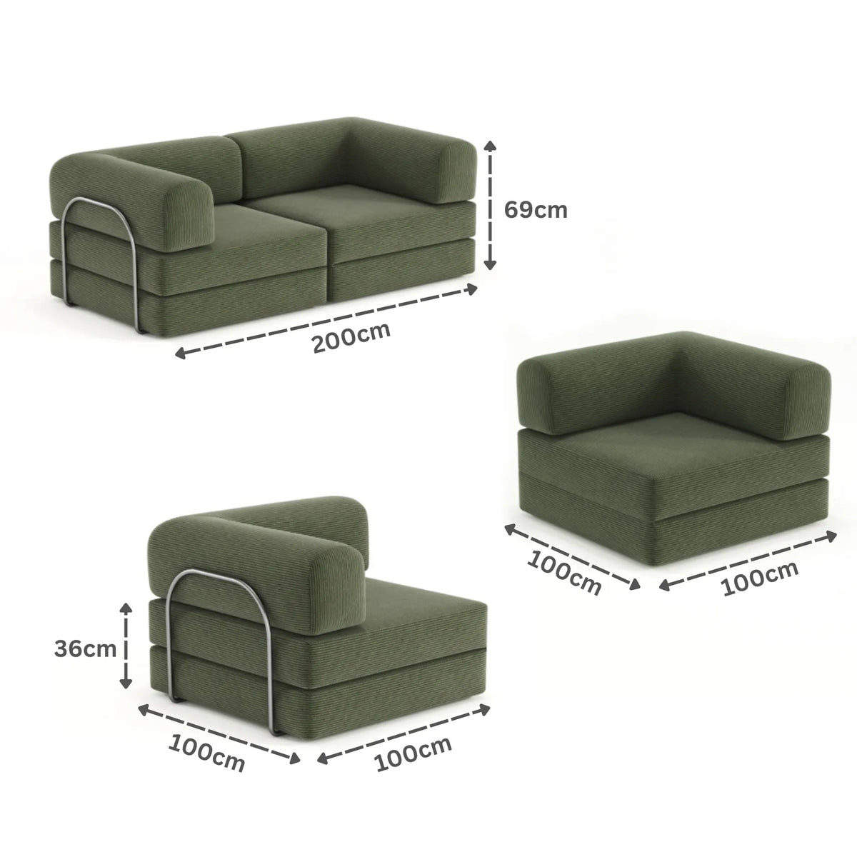 Nova Modular Sofa Bed-Orange