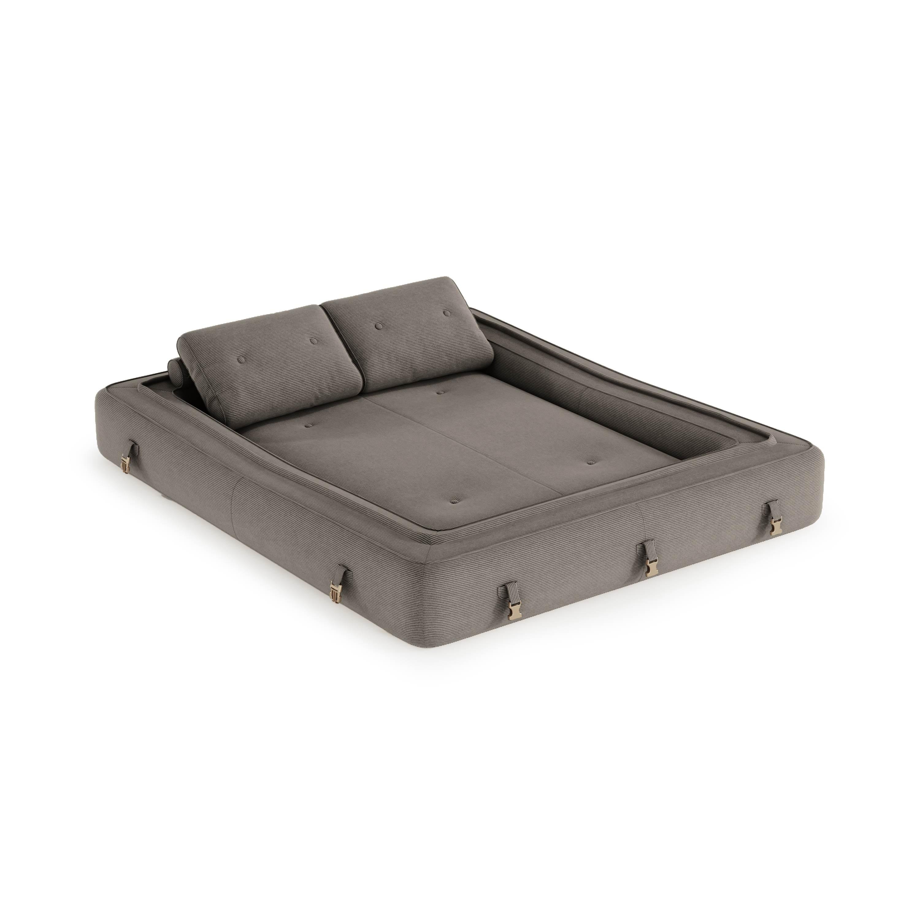 Flippo Sofa Bed in Coffee color – sculptural design with plush corduroy, convertible to bed, modern furniture style
