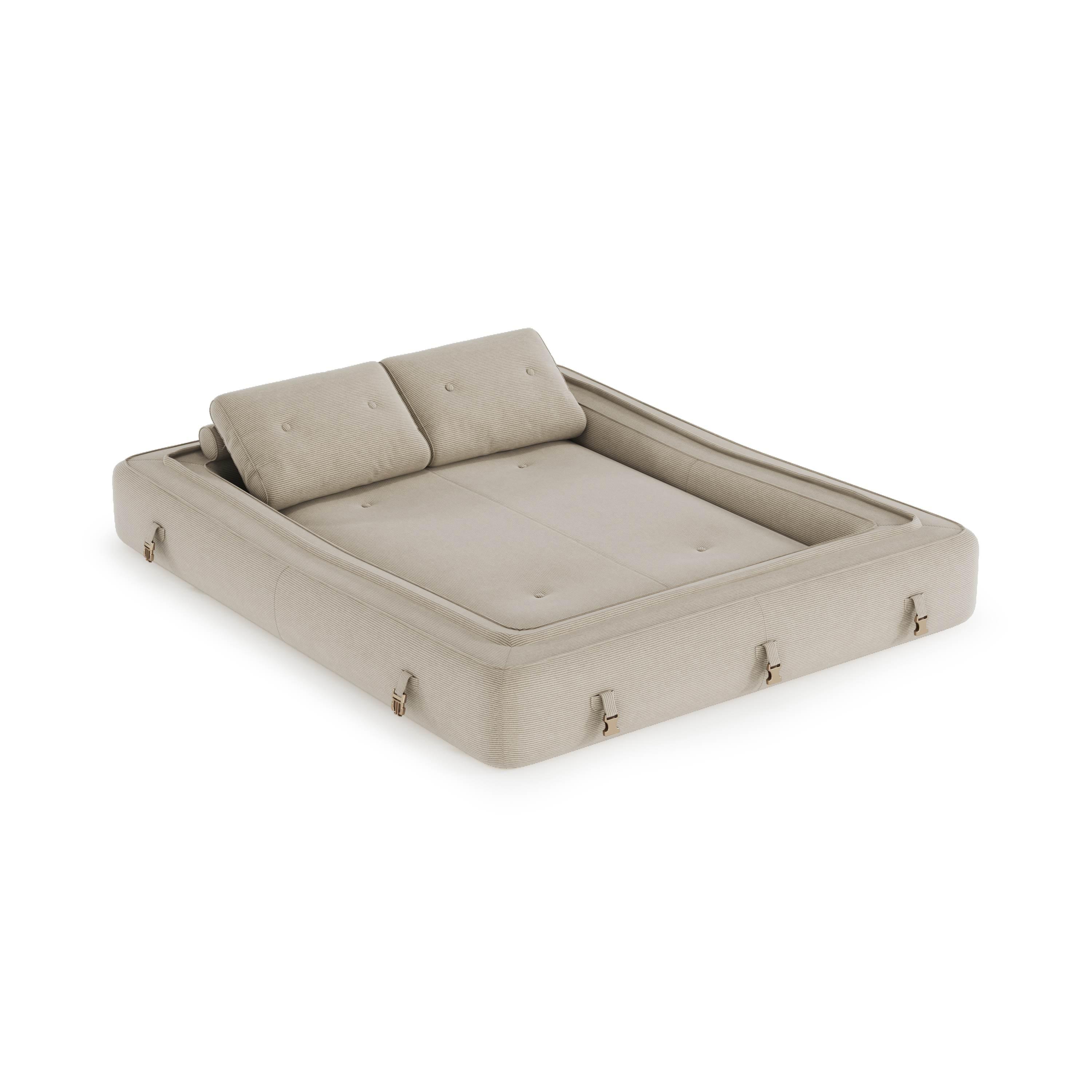 Flippo Sofa Bed in Cream White color – soft neutral tone, cozy corduroy fabric, minimalist design, folds out into a bed, modern compact sofa
