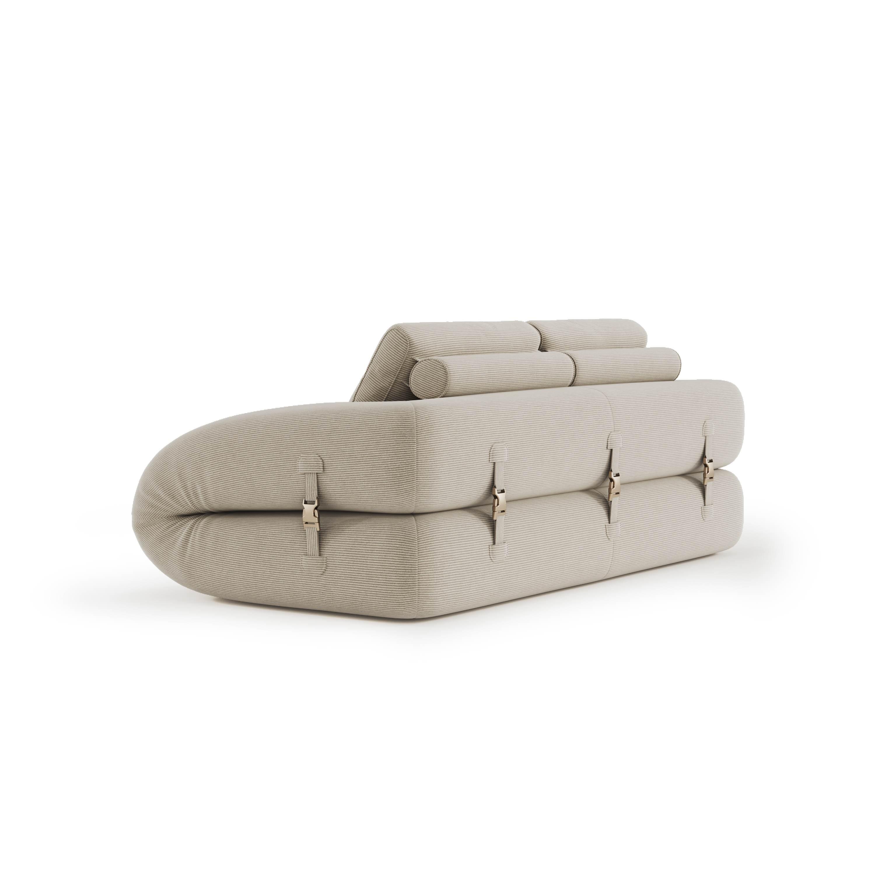Flippo Sofa Bed in Cream White color – soft neutral tone, cozy corduroy fabric, minimalist design, folds out into a bed, modern compact sofa
