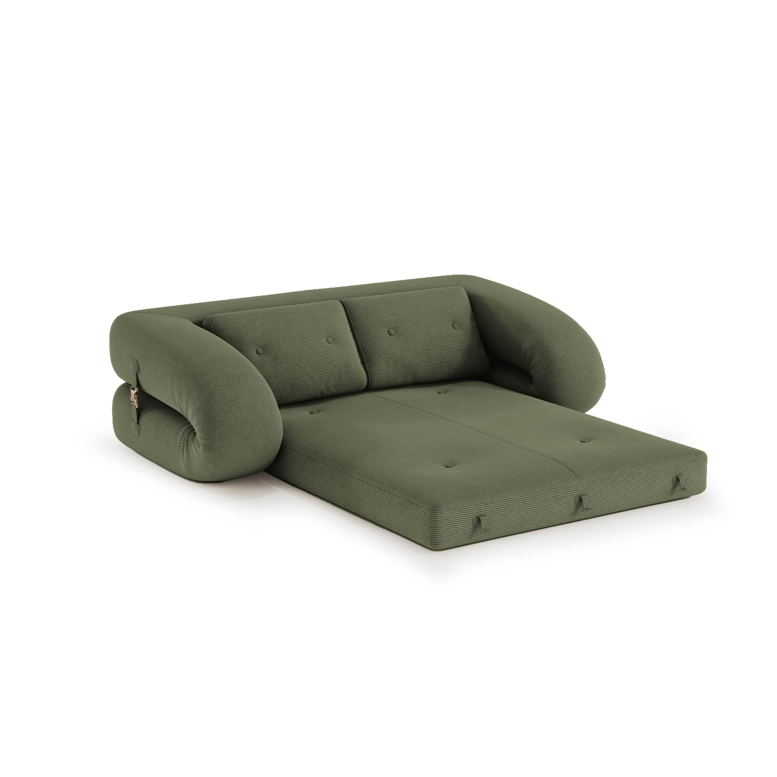Flippo Sofa Bed in Forest Green – rich deep green corduroy,stylish and compact, foldable design, perfect for modern interiors
