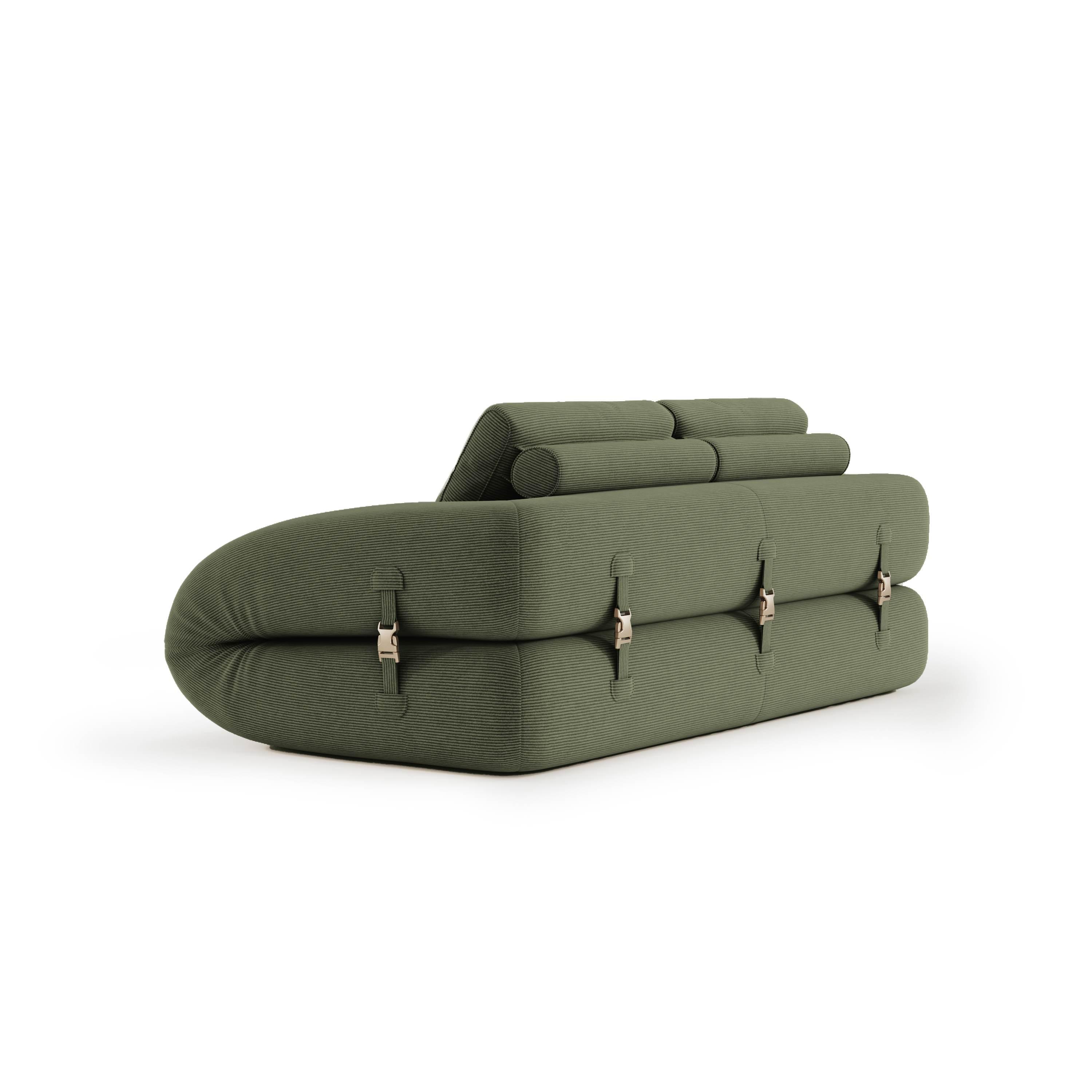 Flippo Sofa Bed in Forest Green – rich deep green corduroy, stylish and compact, foldable design, perfect for modern interiors
