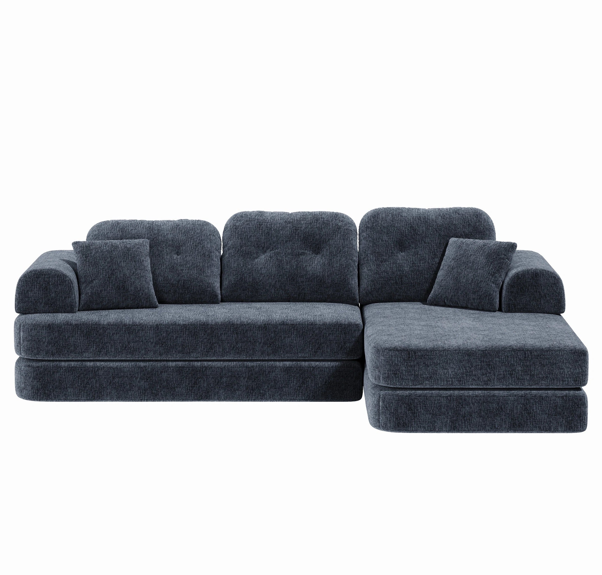 Gray sectional sofa on a white background