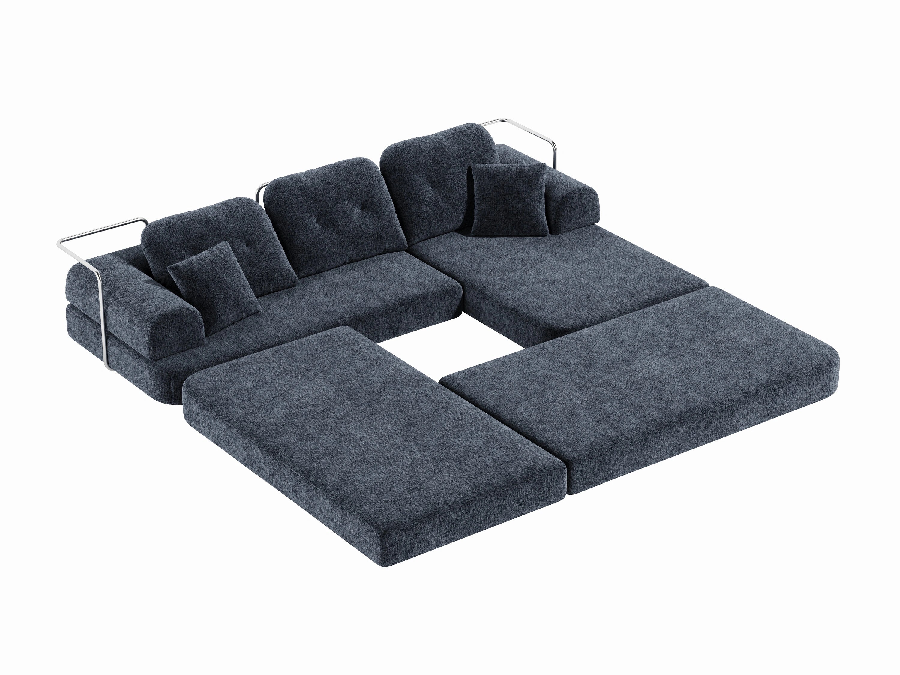 Gray sectional sofa on a white background