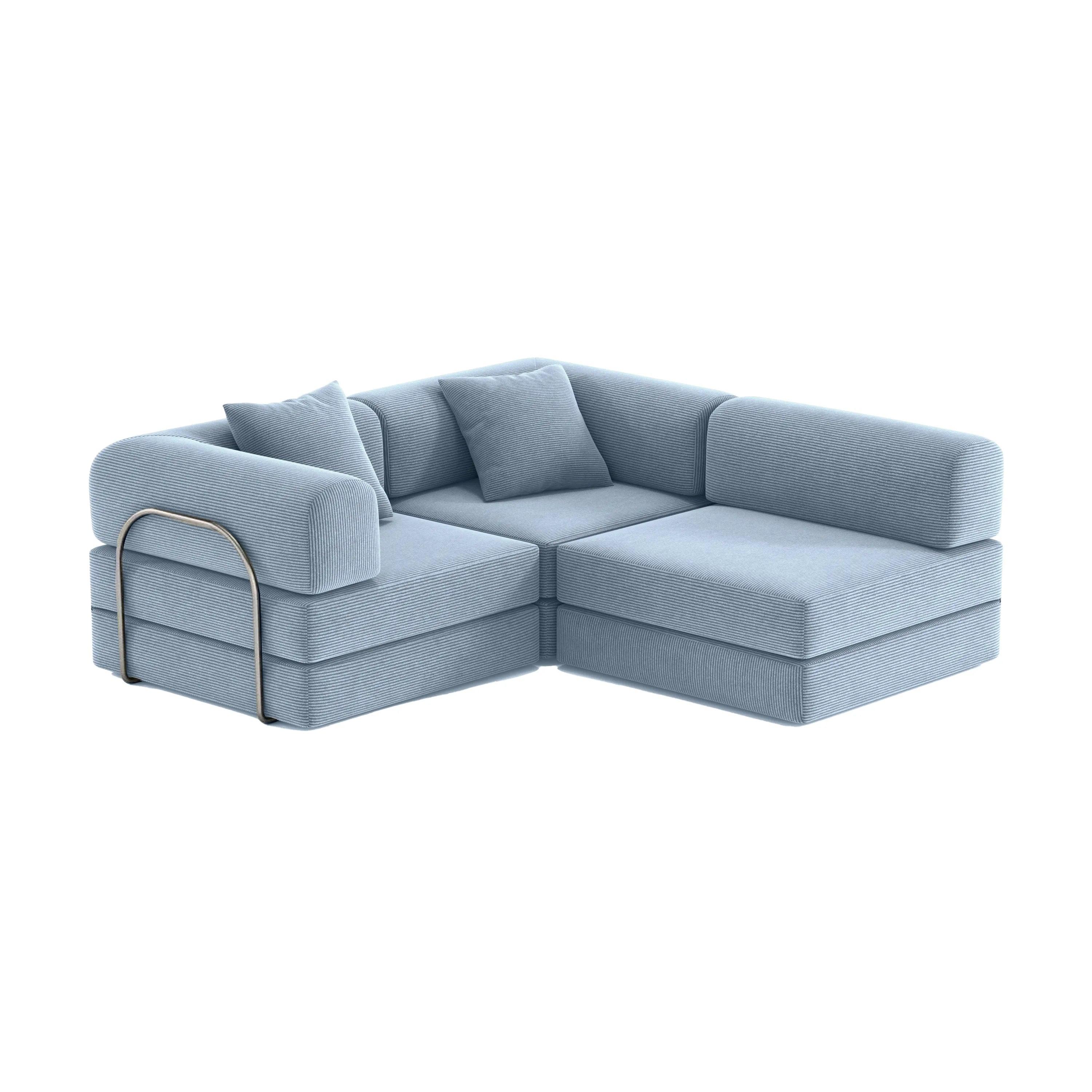 Blue sectional sofa on a white background