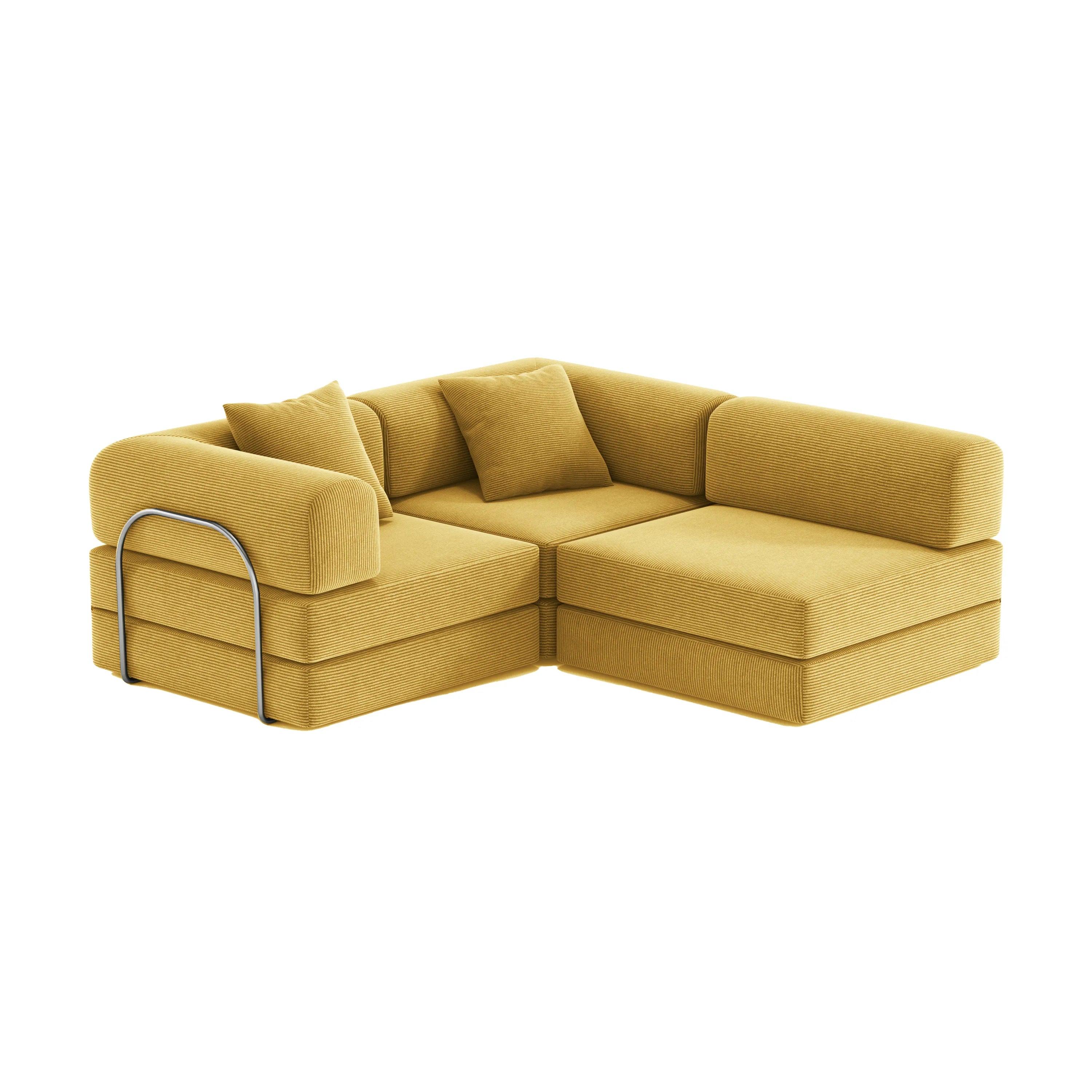 Nova L-Shaped Sofa-Yellow - PortaSofa