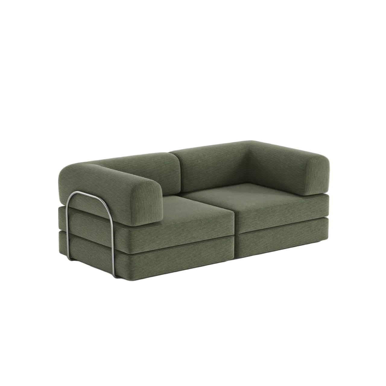 Green sofa on a light gray background