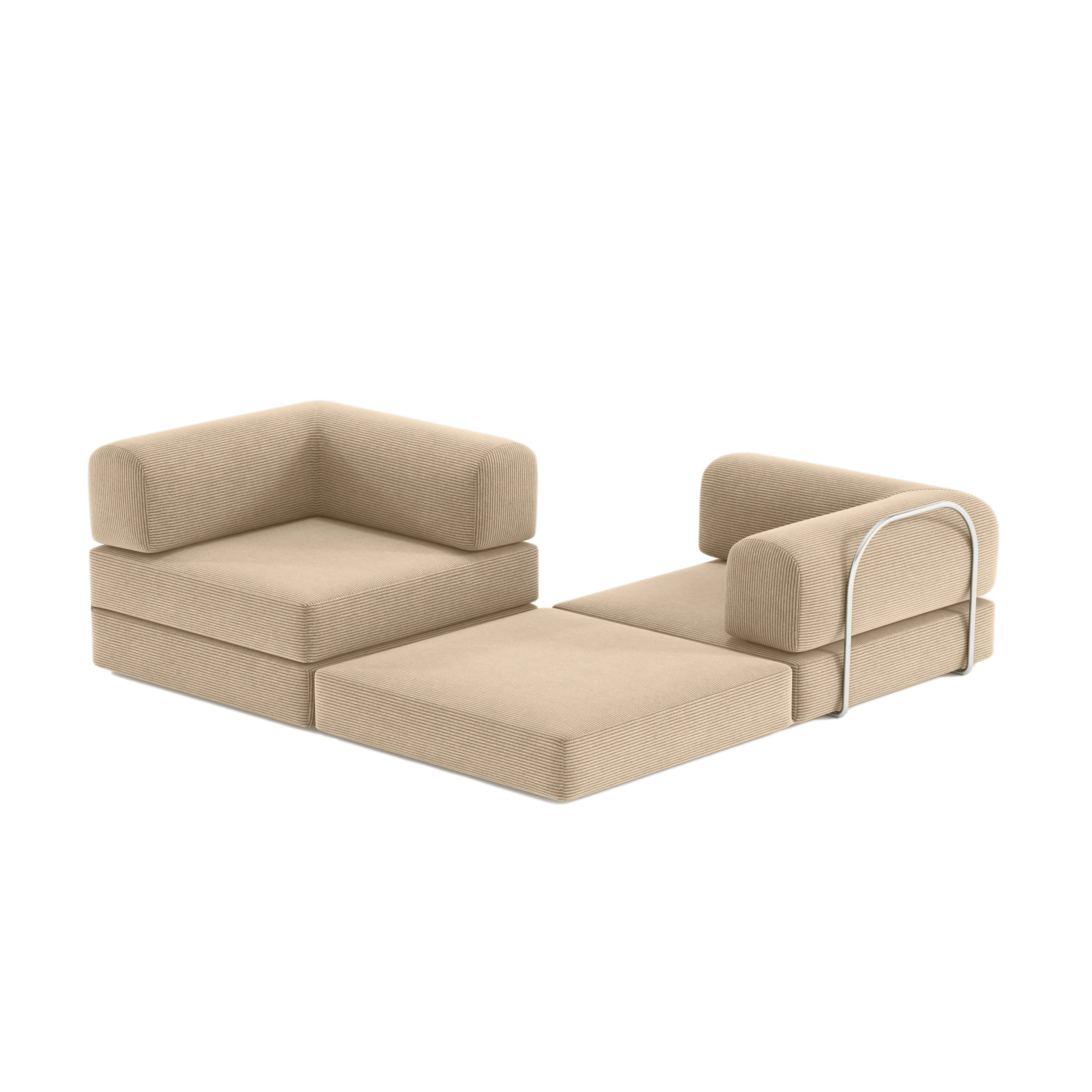 Beige modular sofa on a white background