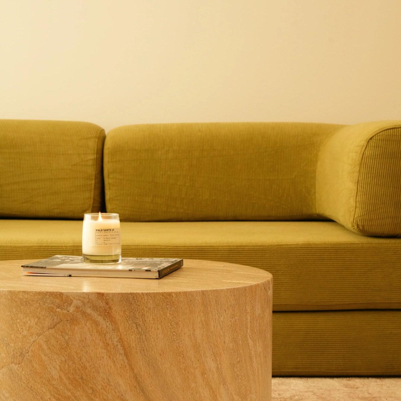 Nova Sofa Bed Slim in Matcha – soft green tone, sleek and space-saving design, foldable for lounging or sleeping, ideal for small modern spaces
