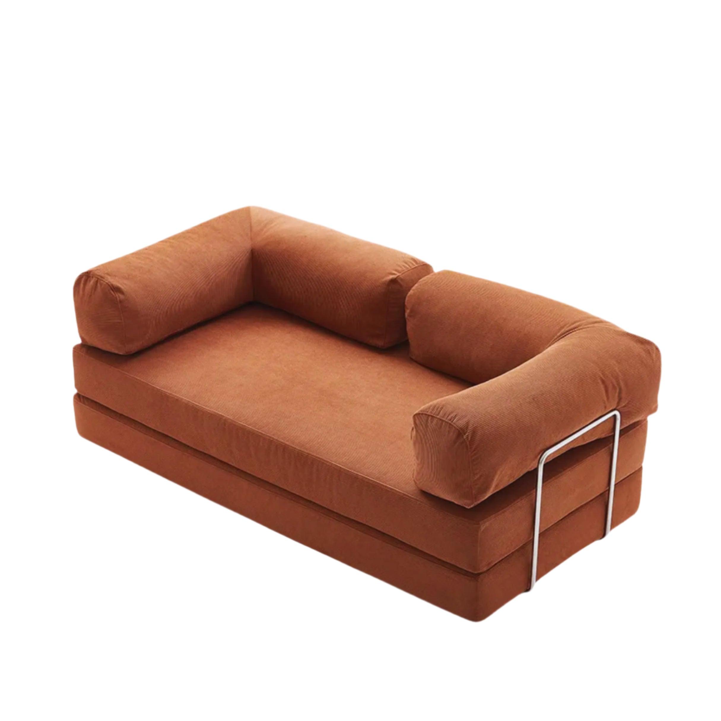 orange sofa bed on a white background