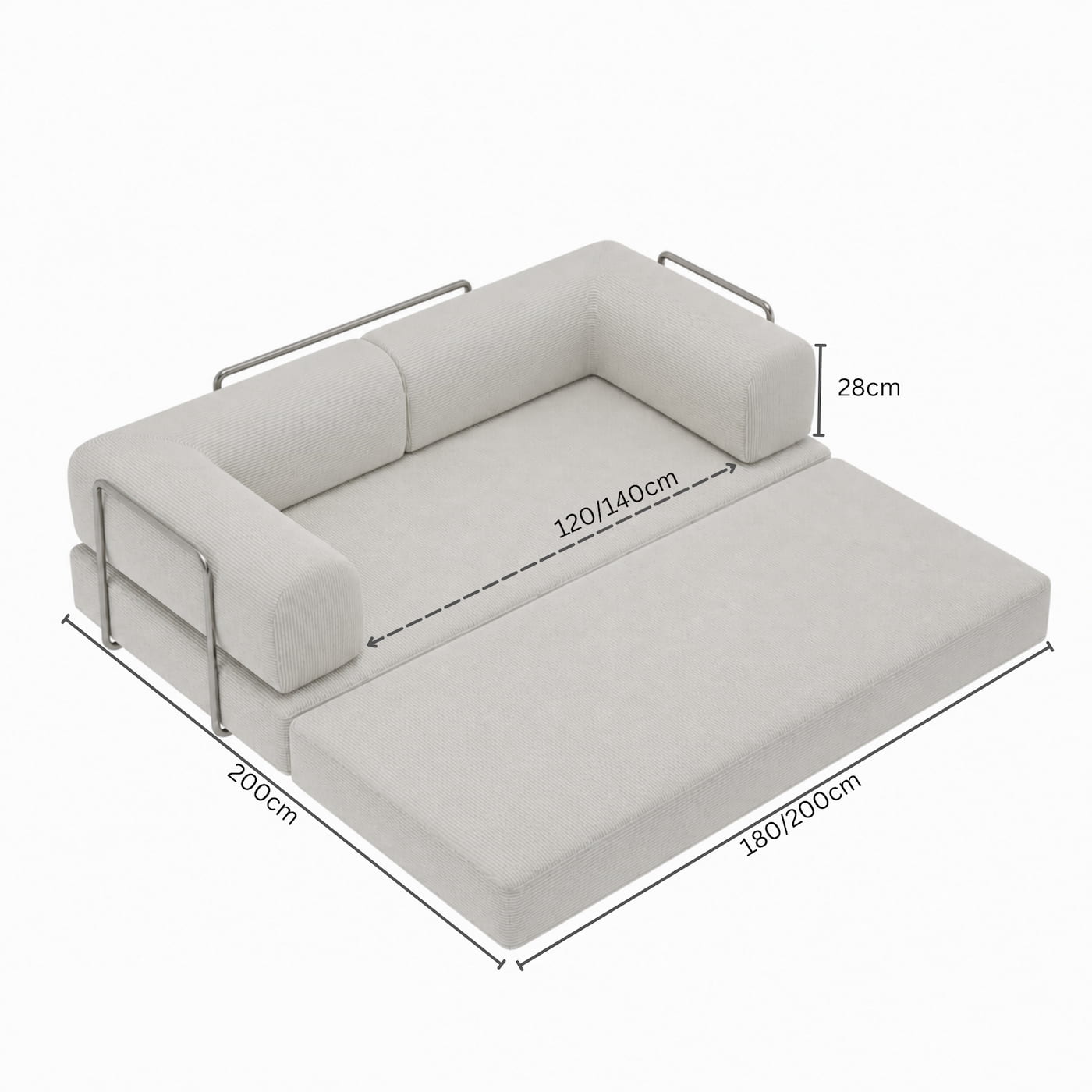 Nova Sofa Bed dimensions in bed configuration