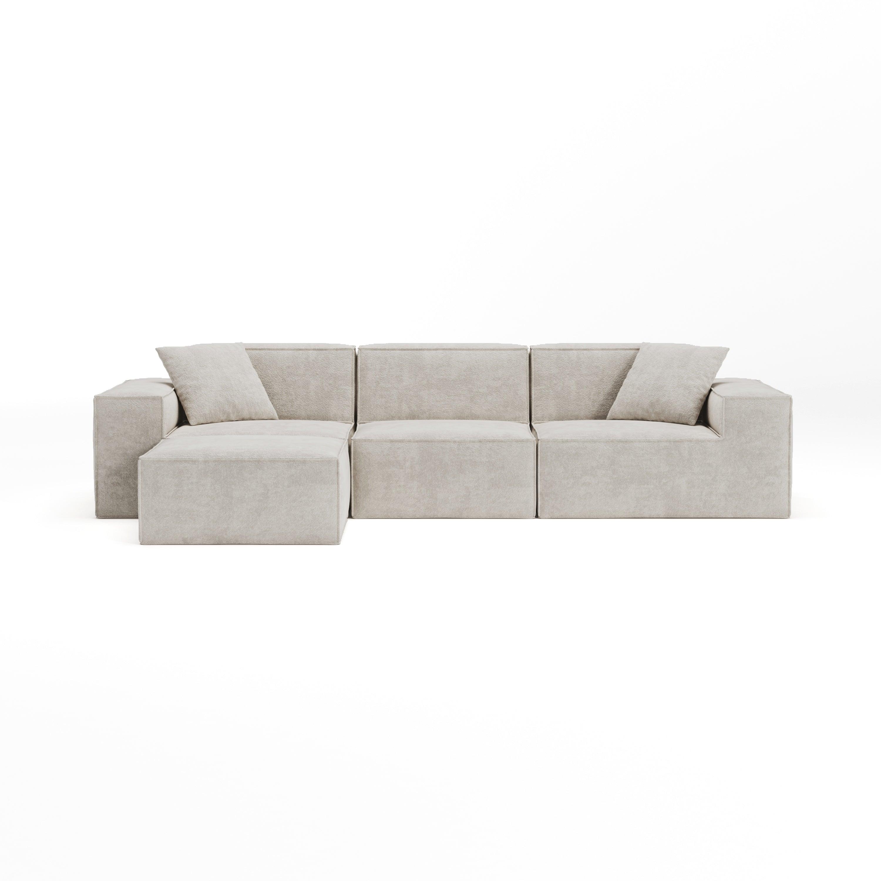Cube Modular Lounge Sofa-Ivory Cloud Bouclé - PortaSofa