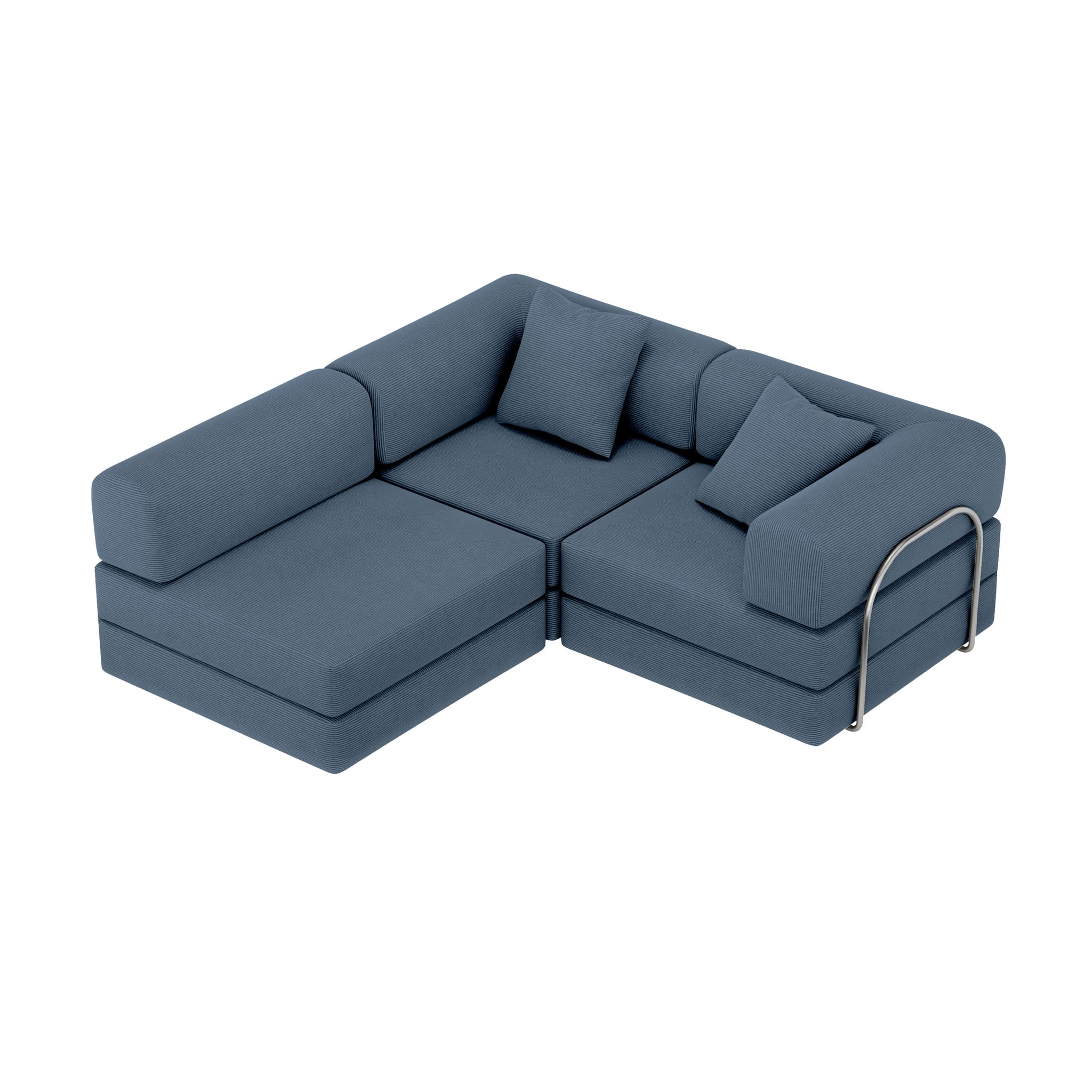 Nova L-Shaped Sofa-Aegean Blue