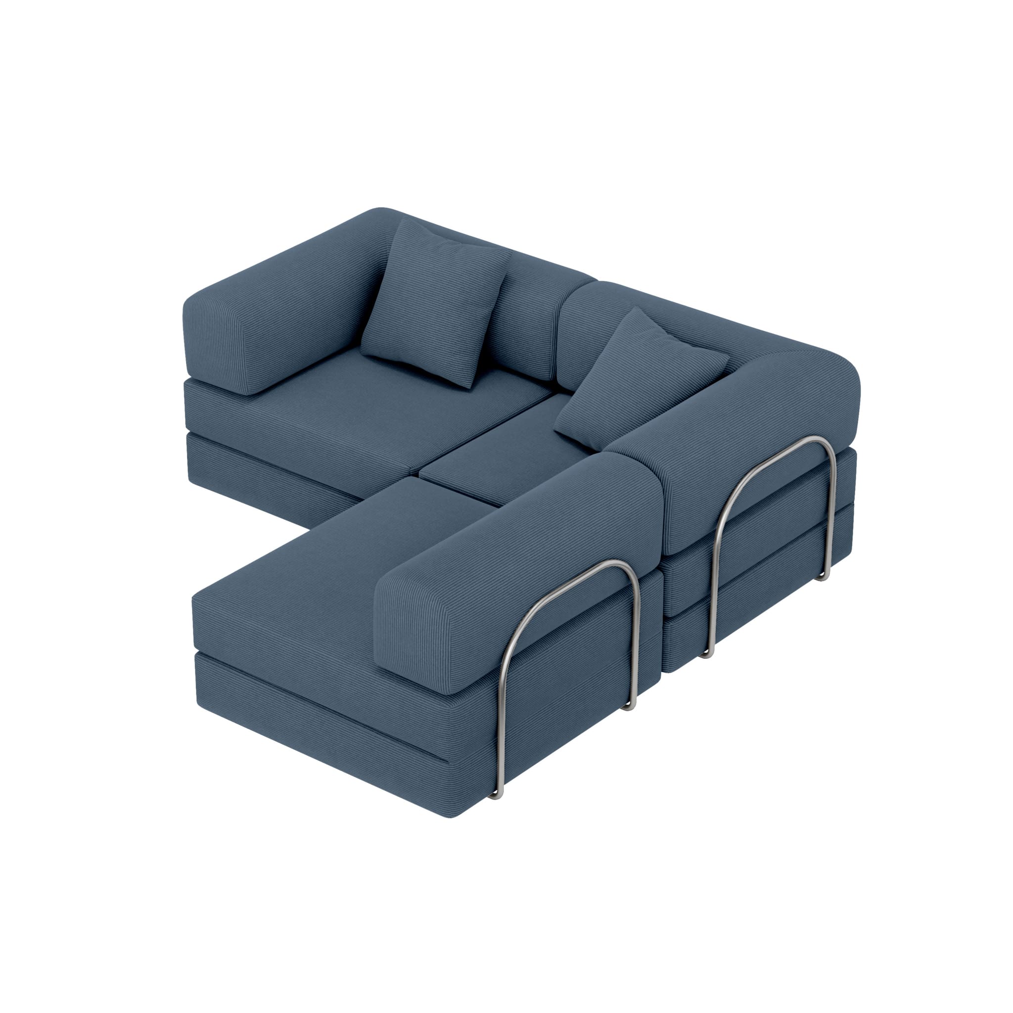 Nova L-Shaped Sofa-Aegean Blue