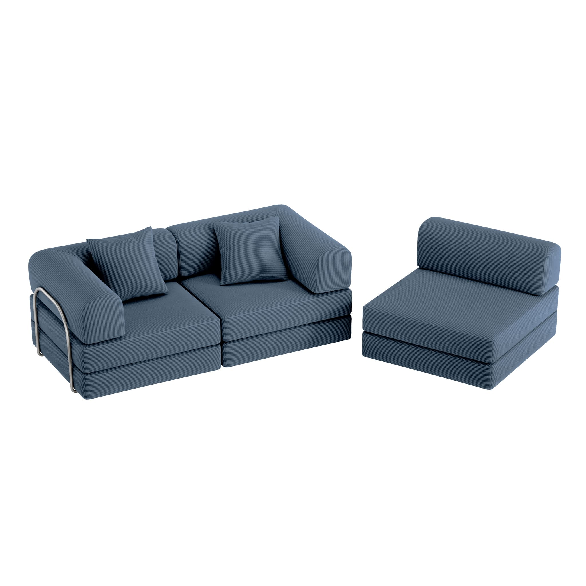 Nova L-Shaped Sofa-Aegean Blue