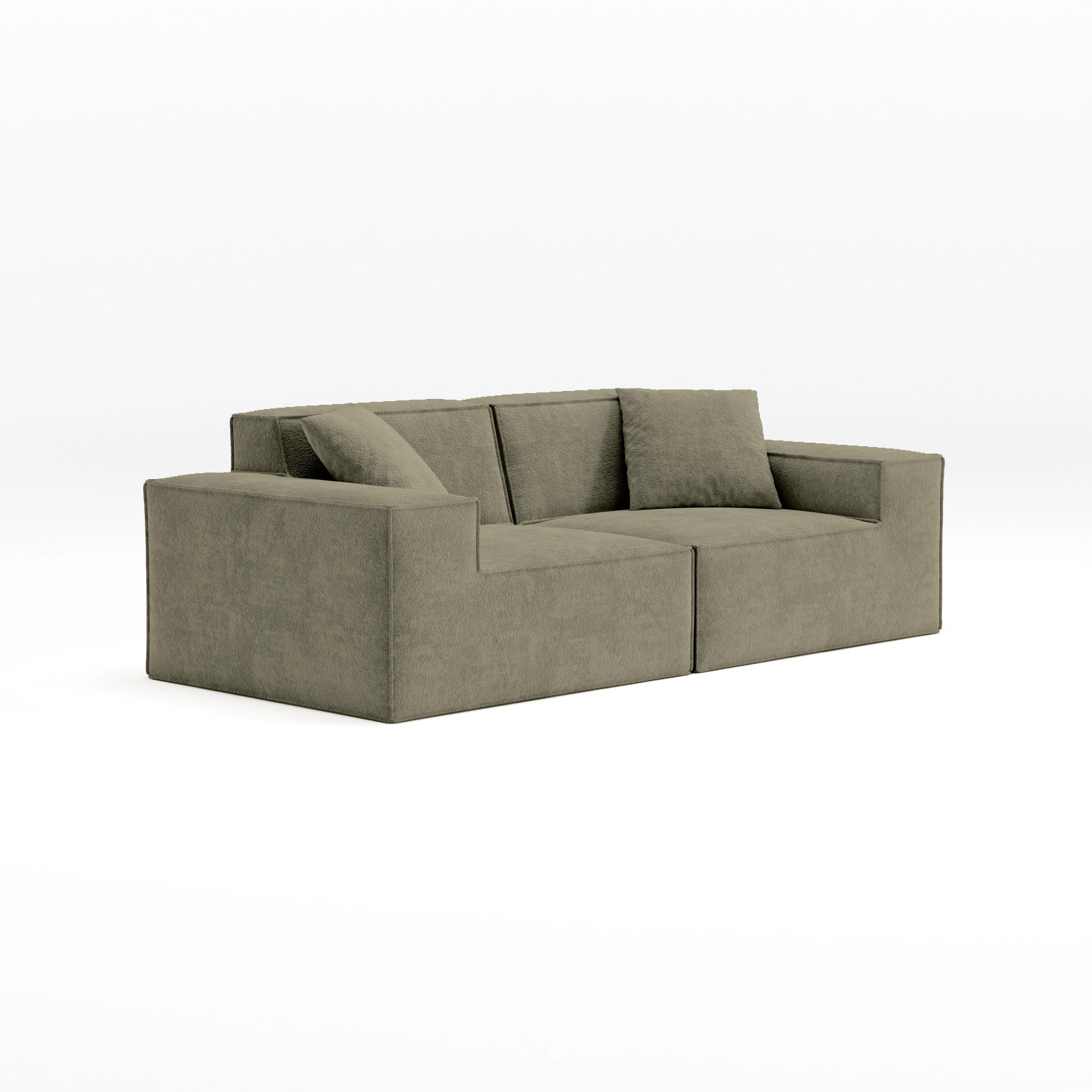Cube Modular Sofa 2 Seater-Sage Haze Bouclé - PortaSofa