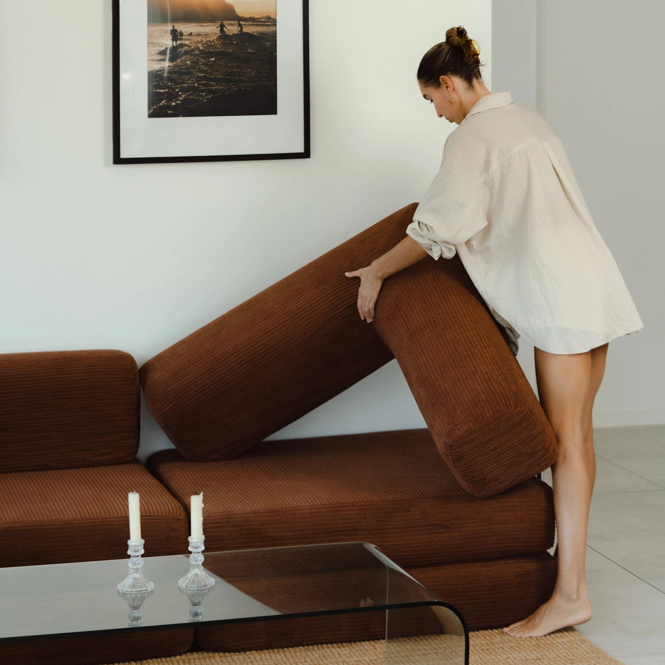 PortaSofa Nova Sofa Bed XL in brown, modular sectional sofa for modern Australian homes