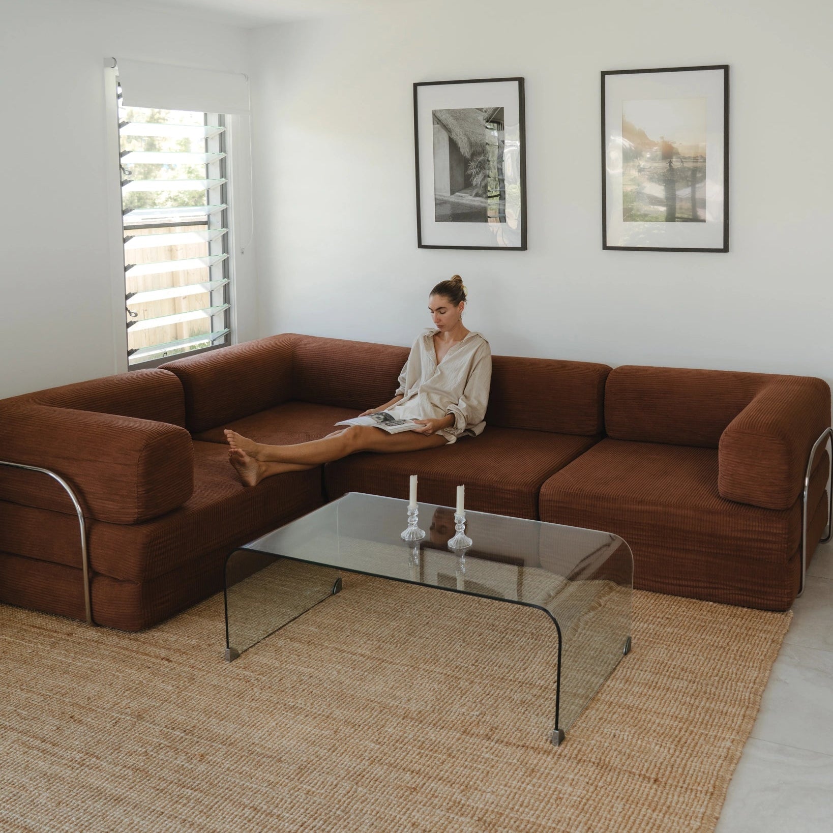PortaSofa Nova Sofa Bed XL in brown, modular sectional sofa for modern Australian homes