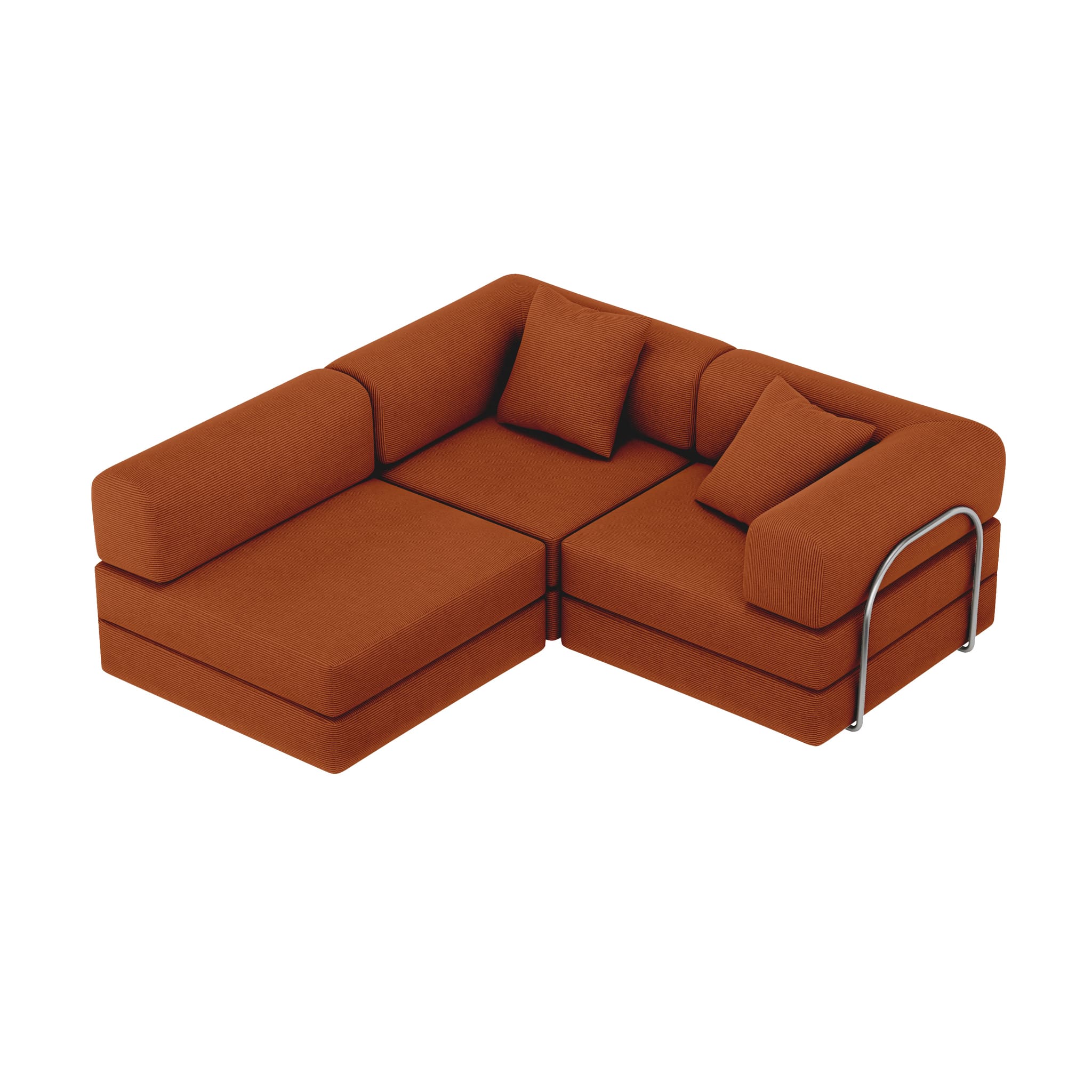 Nova L-Shaped Sofa-Rust