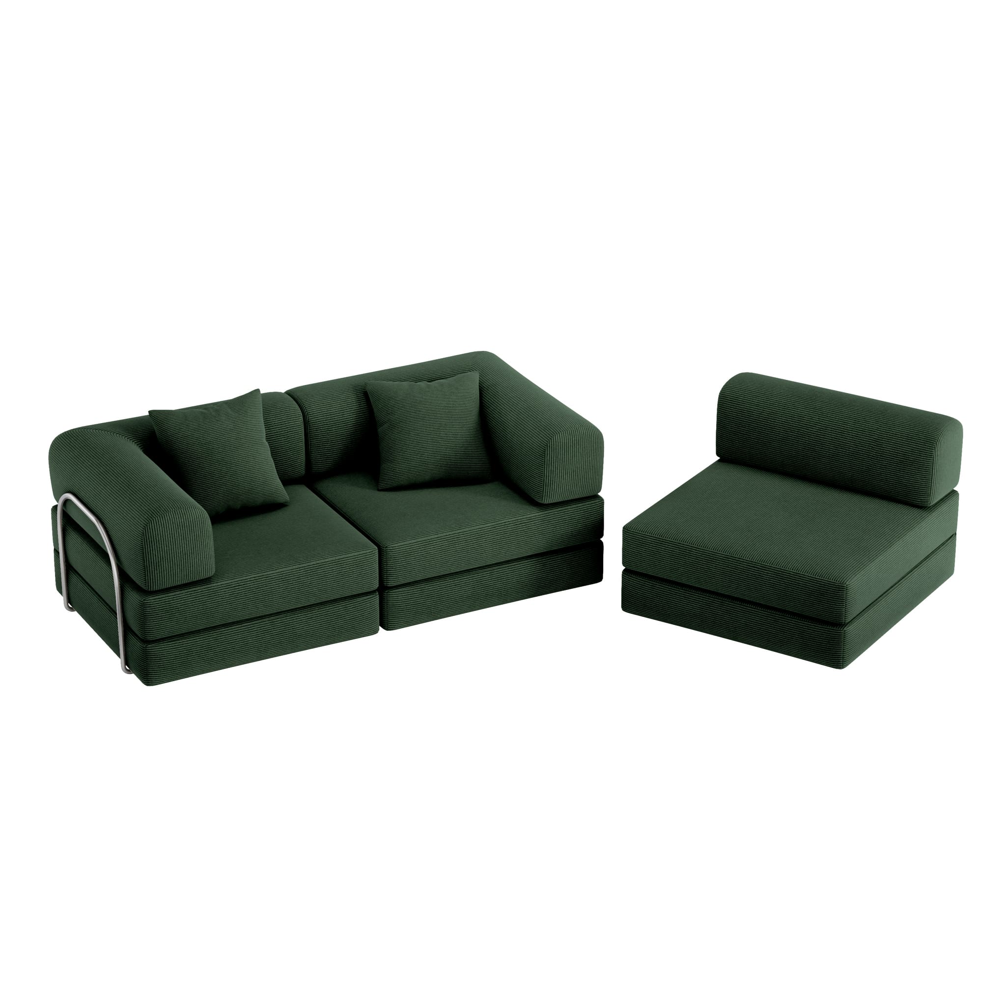 Nova L-Shaped Sofa-Vintage Green