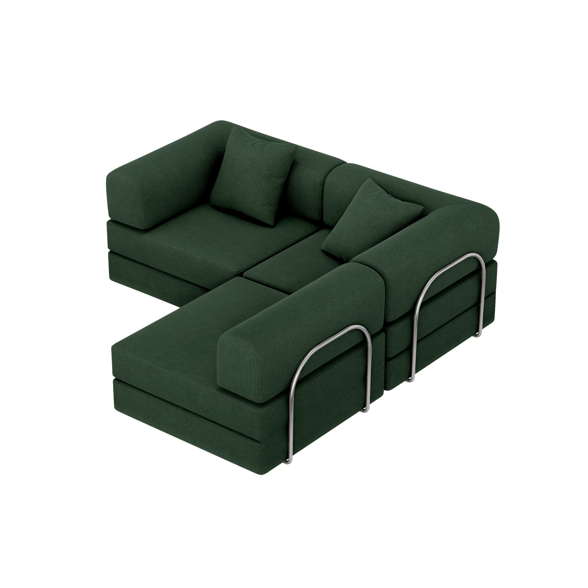 Nova L-Shaped Sofa-Vintage Green
