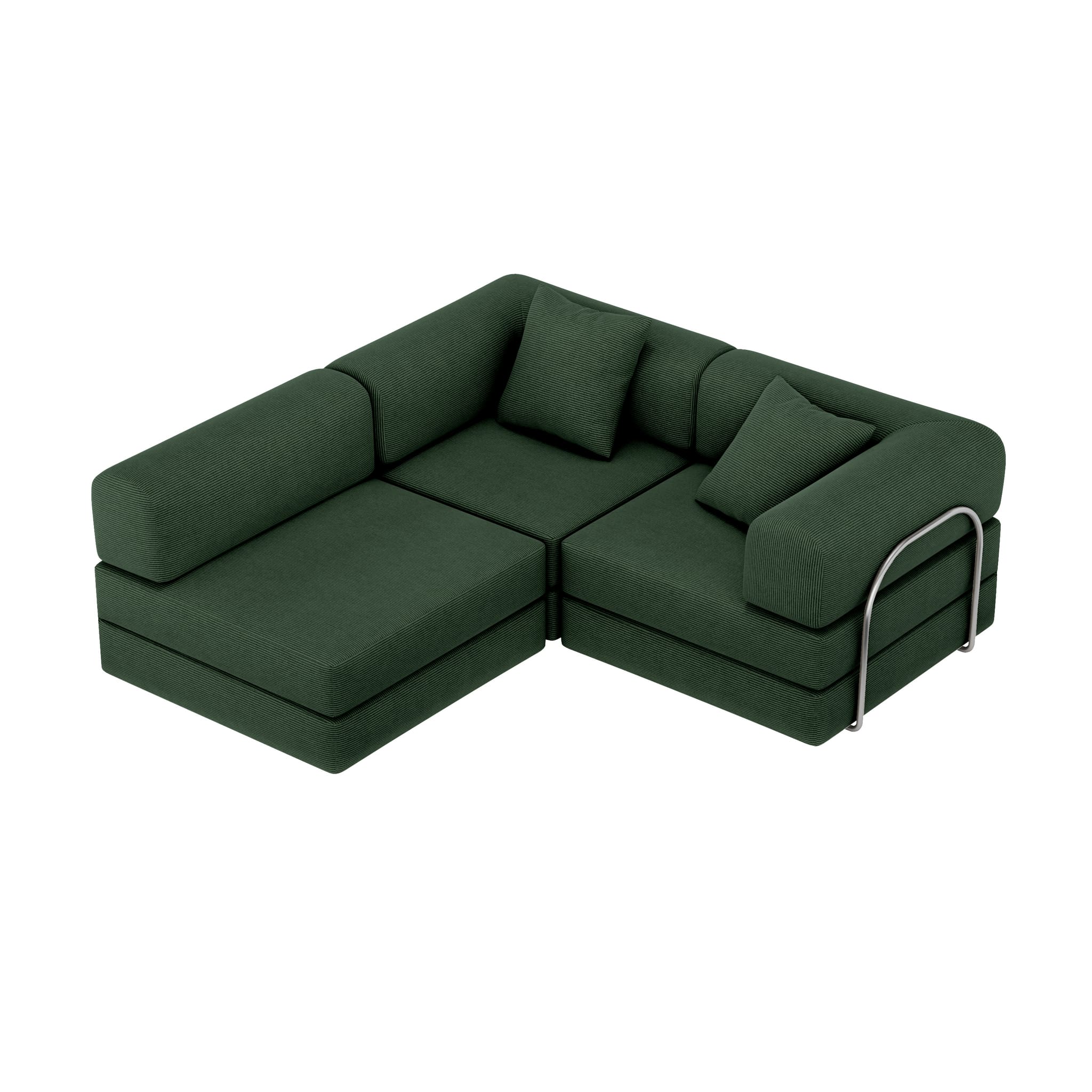 Nova L-Shaped Sofa-Vintage Green